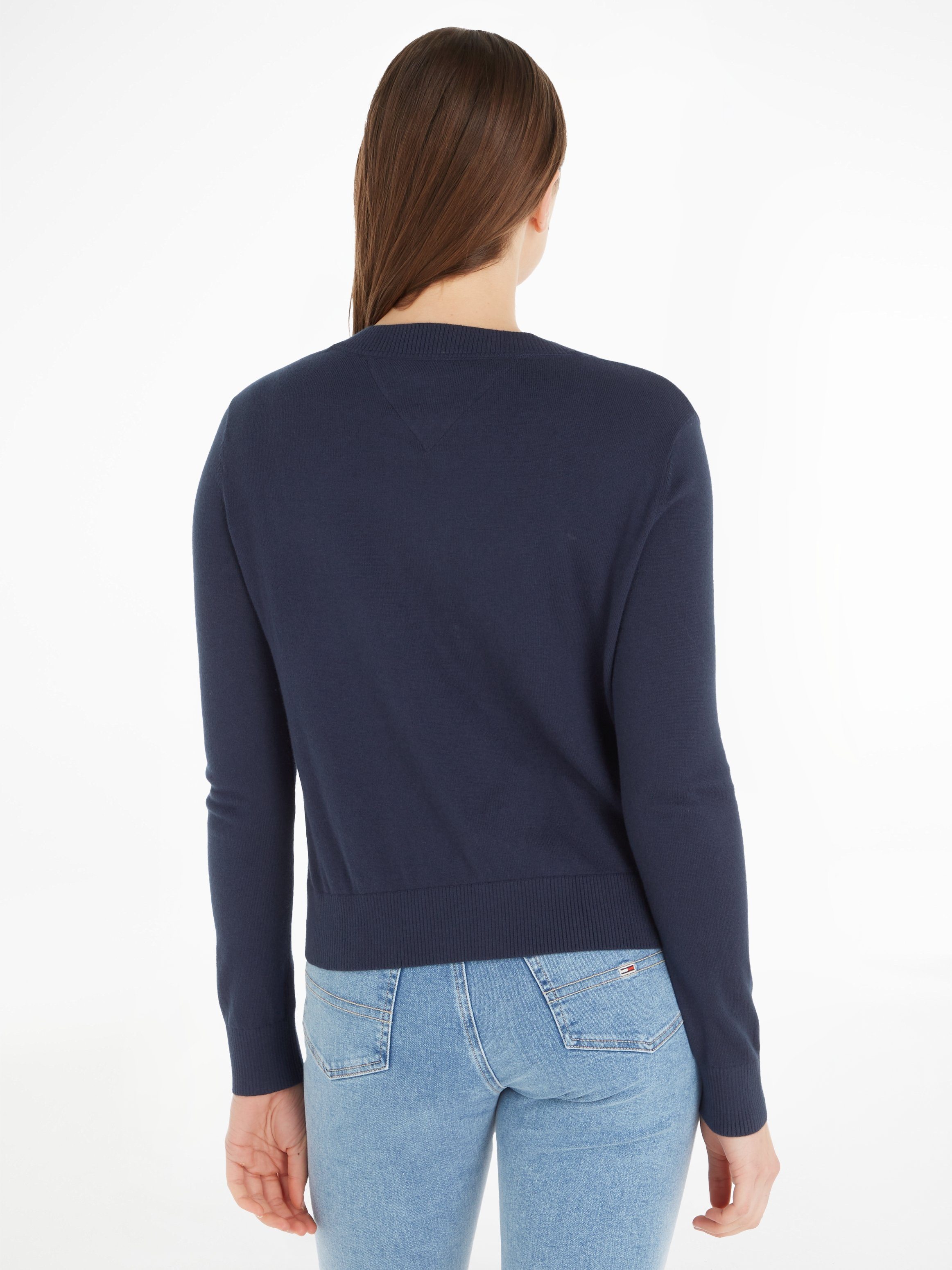 Twilight Navy SWEATER VNECK Jeans ESSENTIAL TJW Jeans V-Ausschnitt-Pullover Tommy Markenlabel Tommy mit