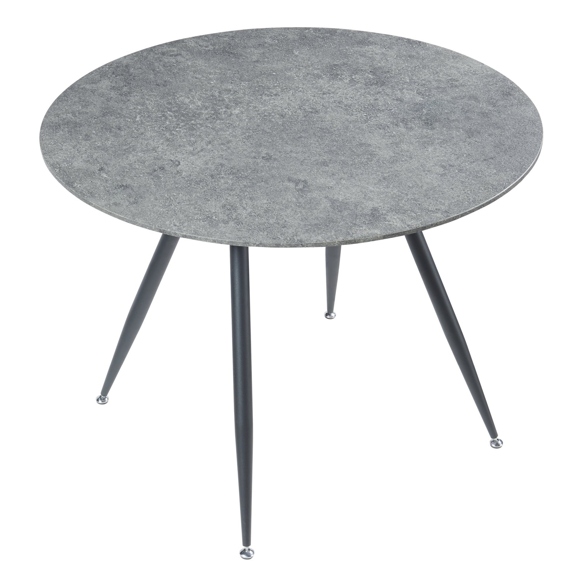 en.casa Essgruppe, (5-tlg), »Fitjar« 75xØ100 cm runde Tischplatte Betonoptik/Dunkelgrau