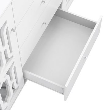 Gotagee Anrichte Verspiegelte Anrichte Schließfach Beistelltisch Schrank Sideboard Weiß, mit kühlen Kristallgriffen