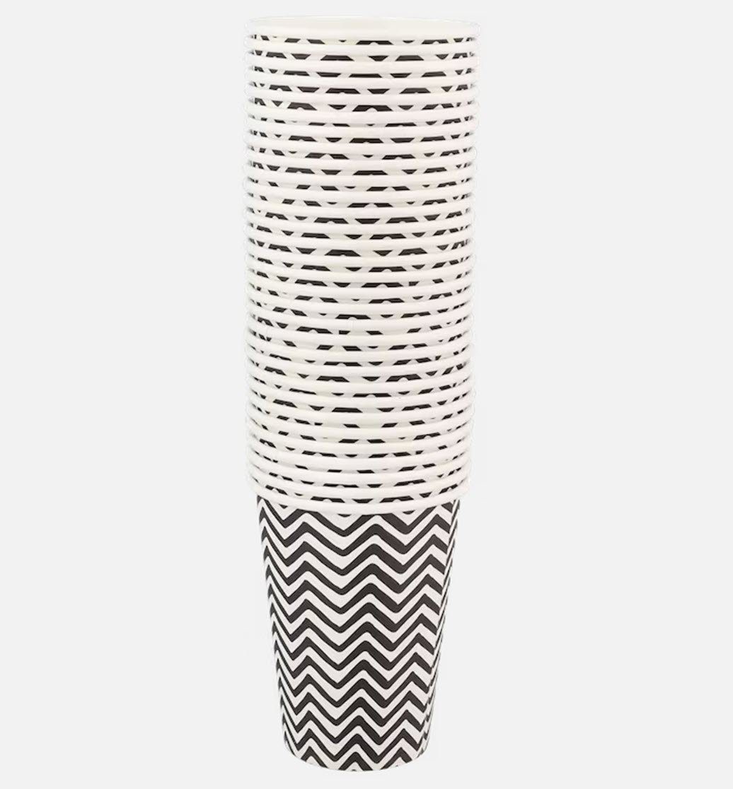 Spectrum Einwegbecher Papierbecher zigzag 200 ml 60 Stück Pappbecher Trinkbecher, 60-tlg.