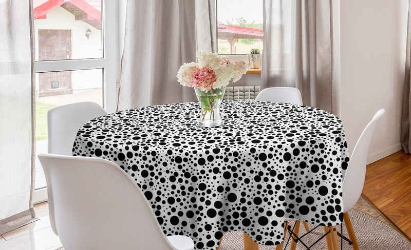 Abakuhaus Tischdecke Kreis Tischdecke Abdeckung für Esszimmer Küche Dekoration, Schwarz und weiß Große kleine Punkte