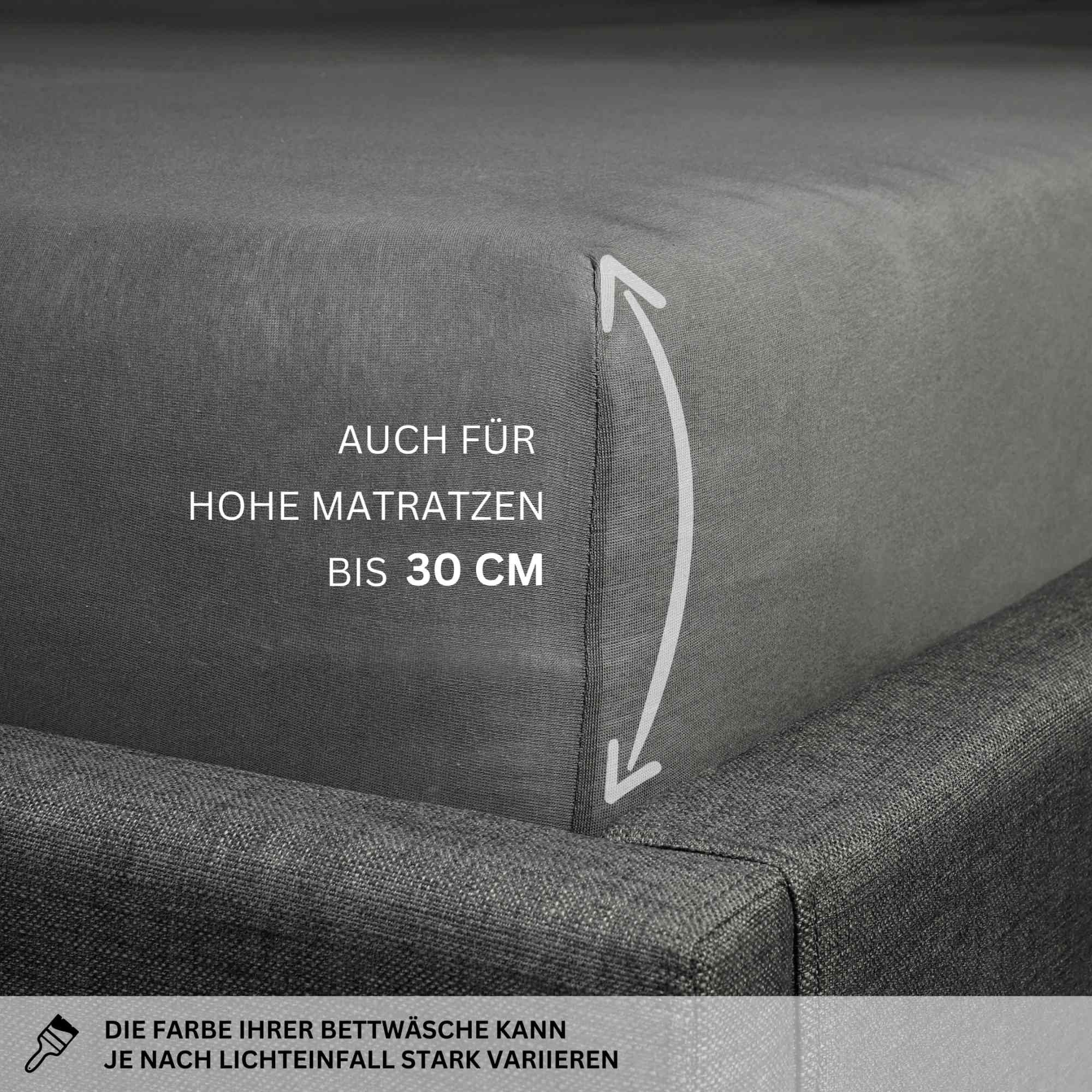 Esprit Spannbettlaken PREMIUM Spannbettlaken, Mischgewebe, Gummizug: rundum, (2 Stück), 100 x 200 cm - 2er Set in Anthrazit – Bild 5 von 5