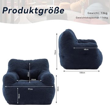 BlingBin Sitzsack Memory Schaumstoff-Sitzsack Sessel Beanbag (1er Set, 1 St., Sitzsack), Teddy-Sitzsäcke-Sofa für Das Wohnzimmer