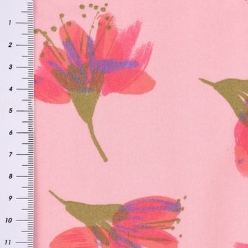 Rico Design Stoff Rico Design Baumwollstoff Aquarellblüten rosa bunt 50x140cm