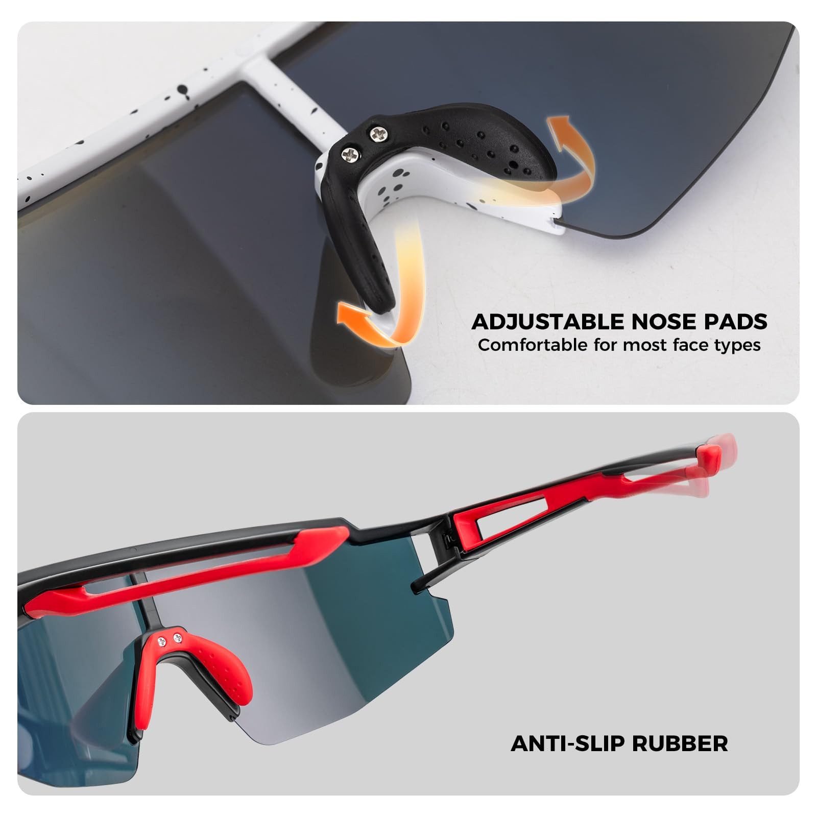 ROCKBROS Fahrradbrille Sportbrille Kinder Outdoor Radfahren Wandern TR90 Rahmen, polarisierte Gläser, UV400 Schutz, winddicht, rutschfest, verstellbar