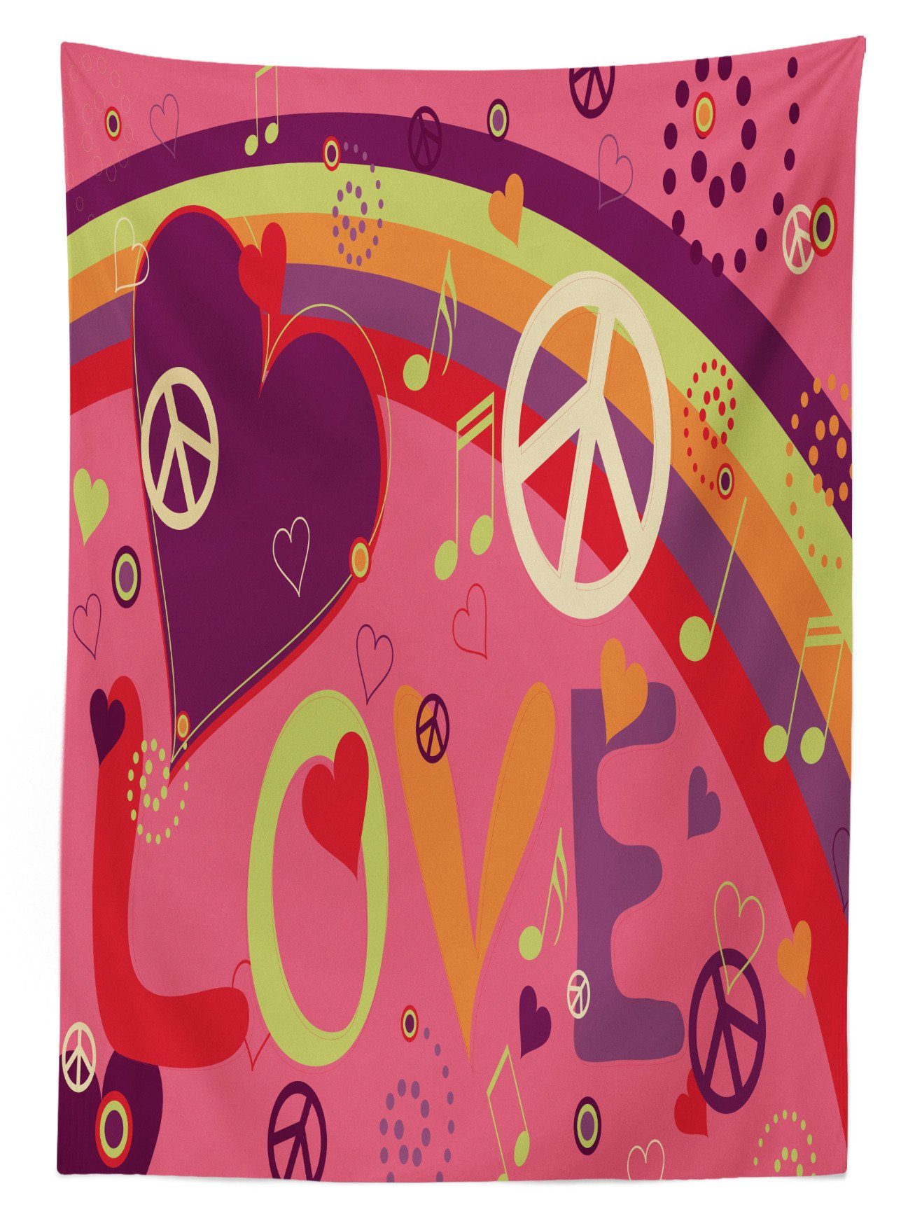 den Rosa Tischdecke Klare Farben, Farbfest 1970 Waschbar Außen geeignet und Lieber Frieden Abakuhaus auf Bereich Herzen Für