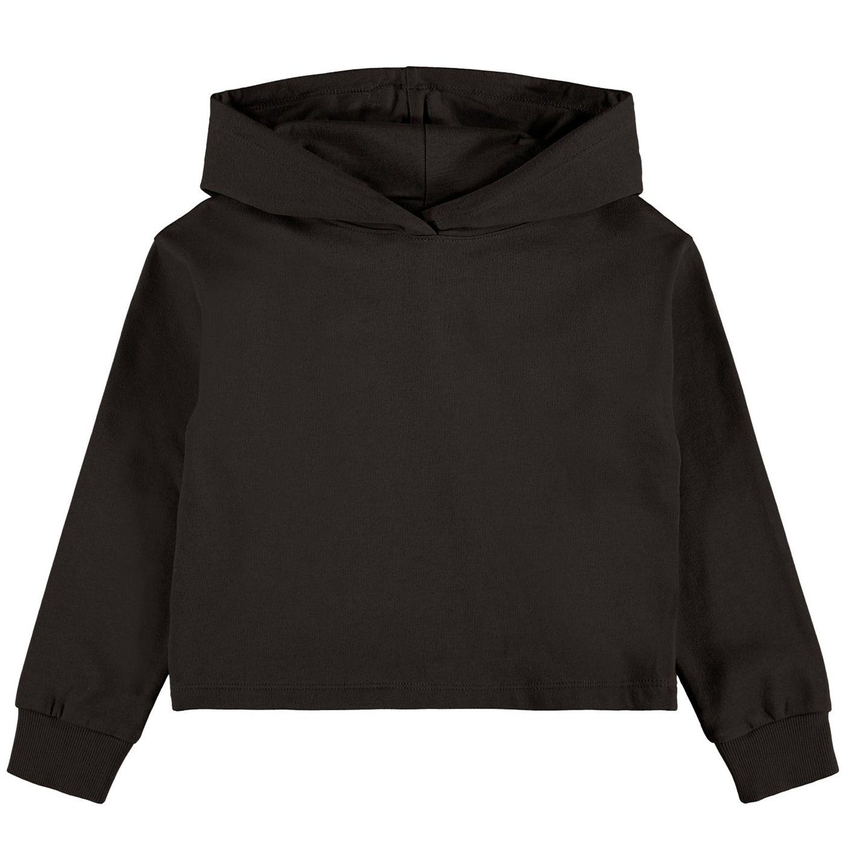 Name It Hoodie NKFVANITA LS SHORT BOXY SWEAT WH BRU S mit Kapuze aus Baumwolle Black