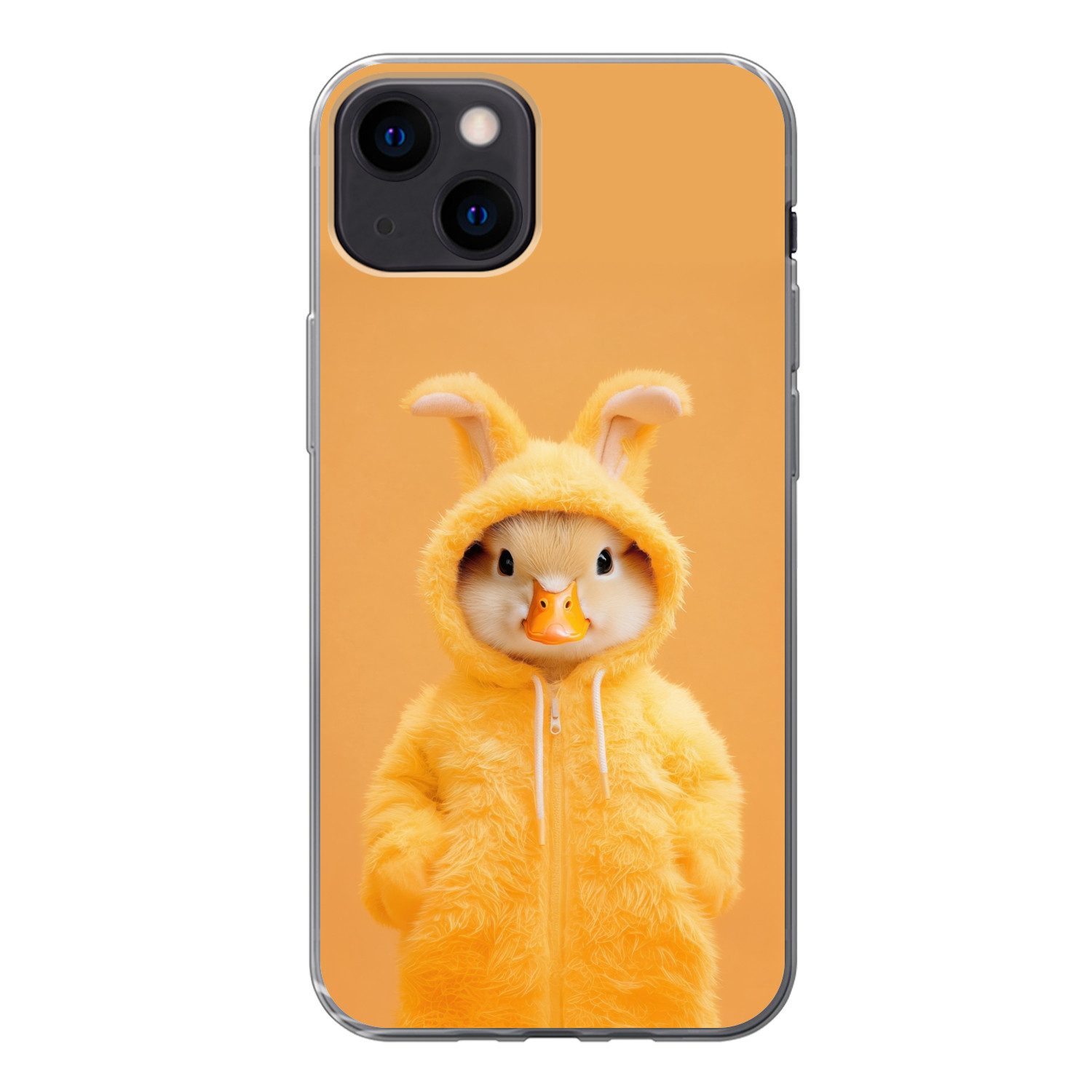 MuchoWow Handyhülle für Apple iPhone 13 Osterhase - Kostüm - Ente, Smartphone-Bumper, Print, Handy Schutzhülle Dünn