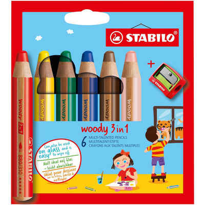 STABILO Buntstift STABILO woody 3 in 1 Buntstift - 10 mm - 6er Set
