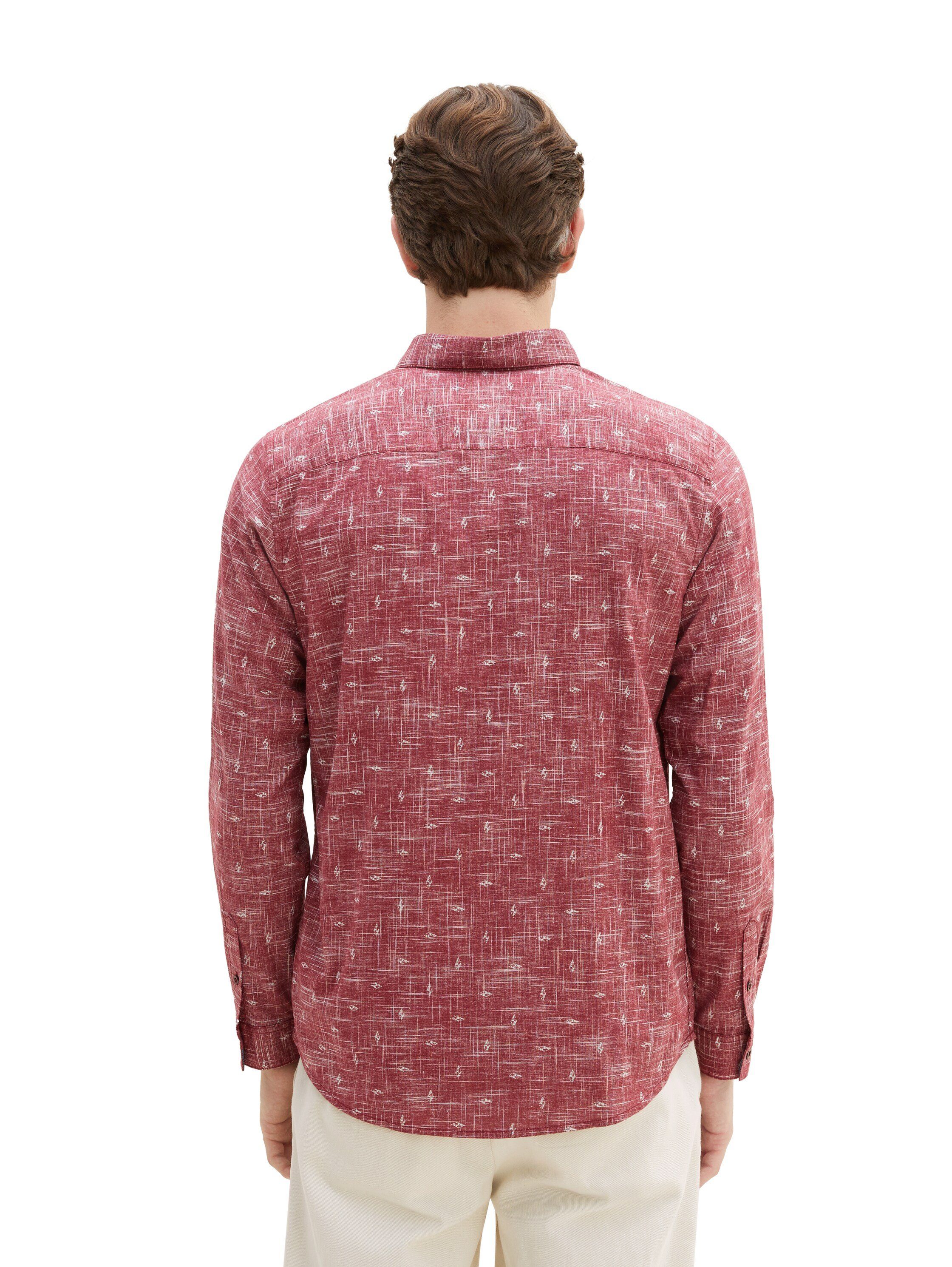 TOM TAILOR Langarmhemd Hemd mit Allover-Print Rot