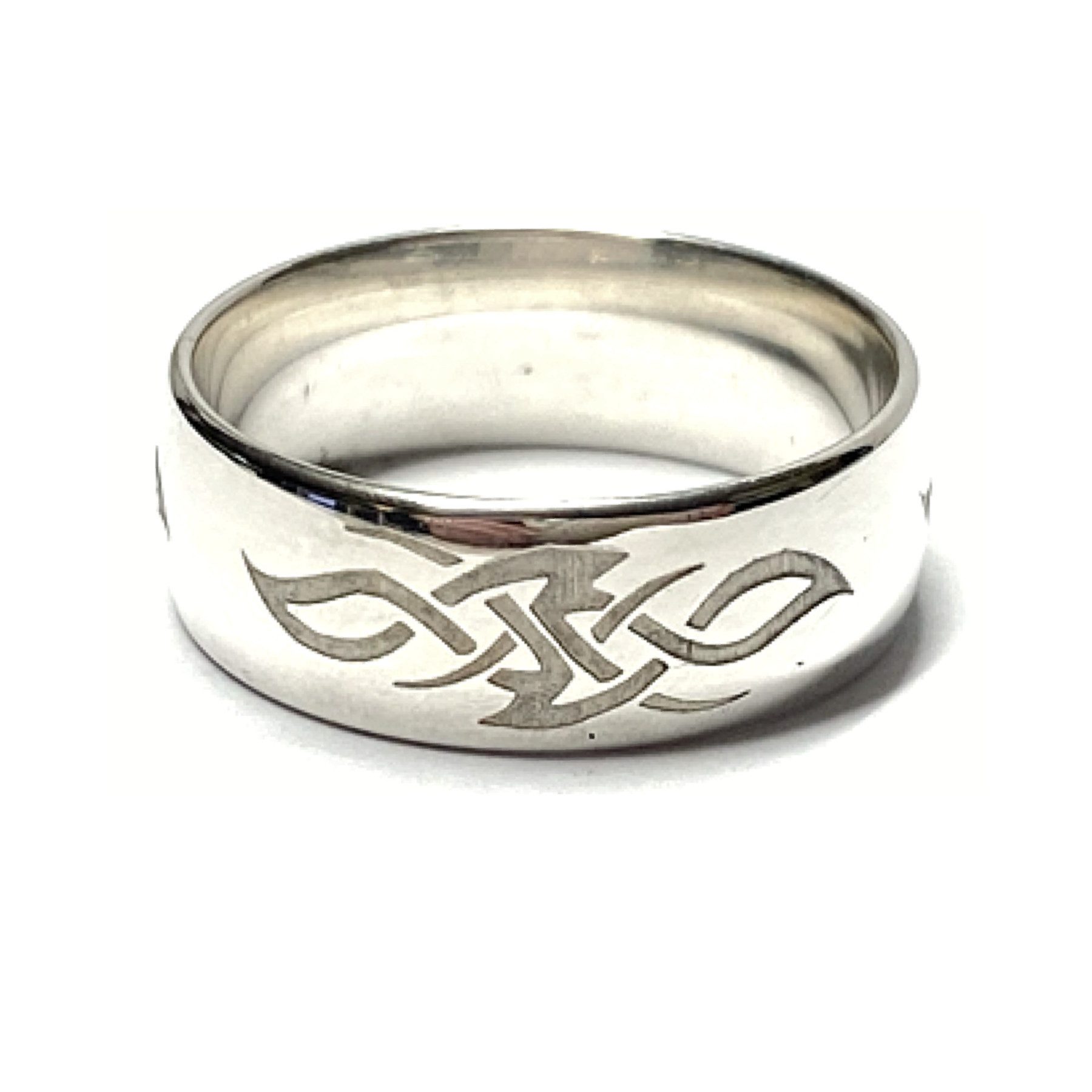 Silberring Bandring 925 Silber 8mm breit Muster Triable Silberring #64