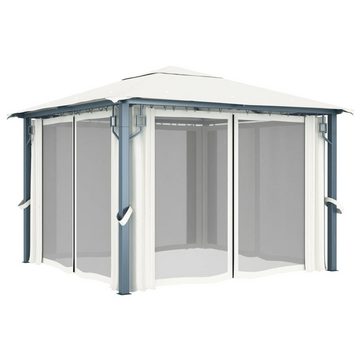 vidaXL Partyzelt Pavillon mit Vorhängen 300 x 300 cm Creme Aluminium