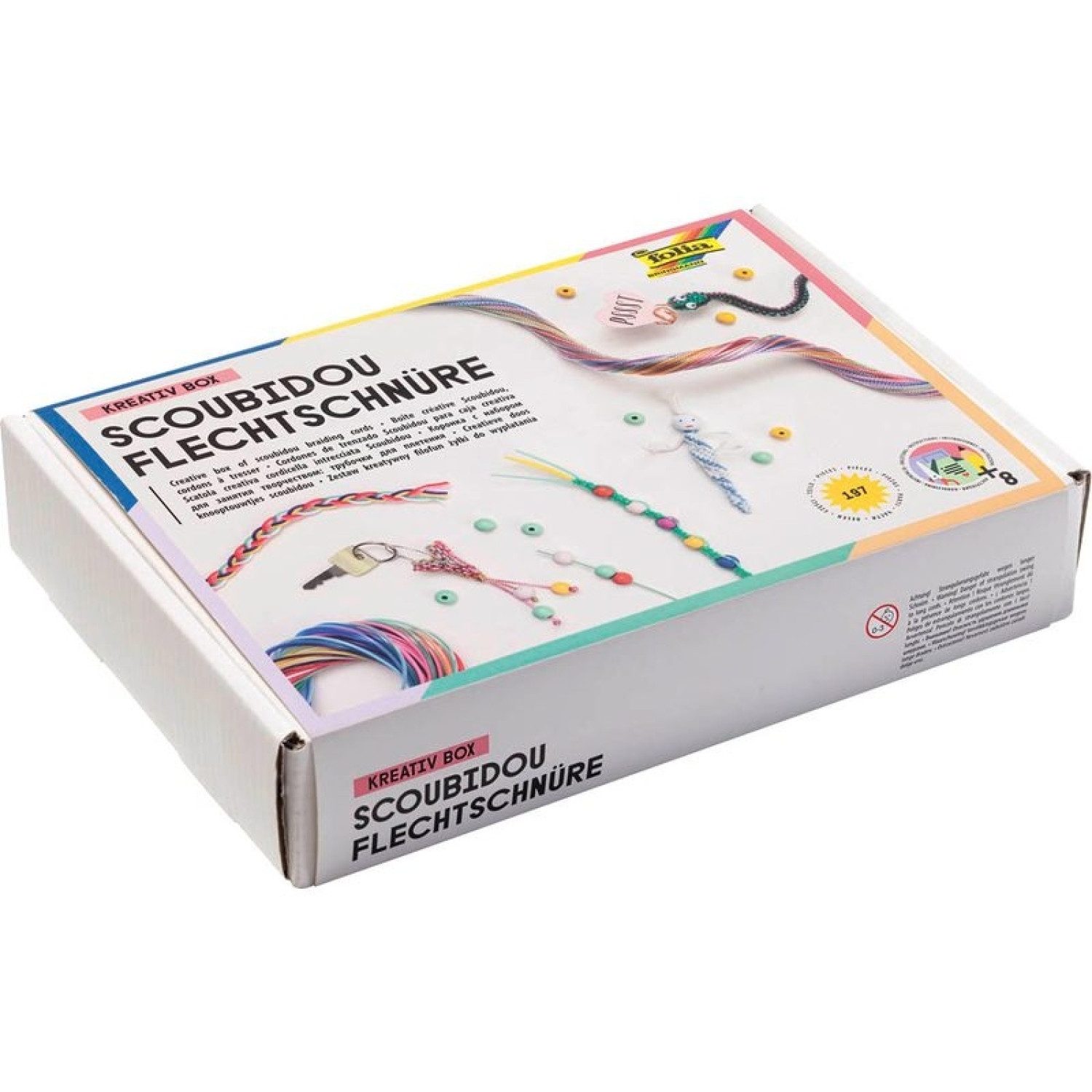 Folia Bastelband Scoubidou Flechtschnüre Armbänder KREATIV BOX Bastelset 197 tlg.