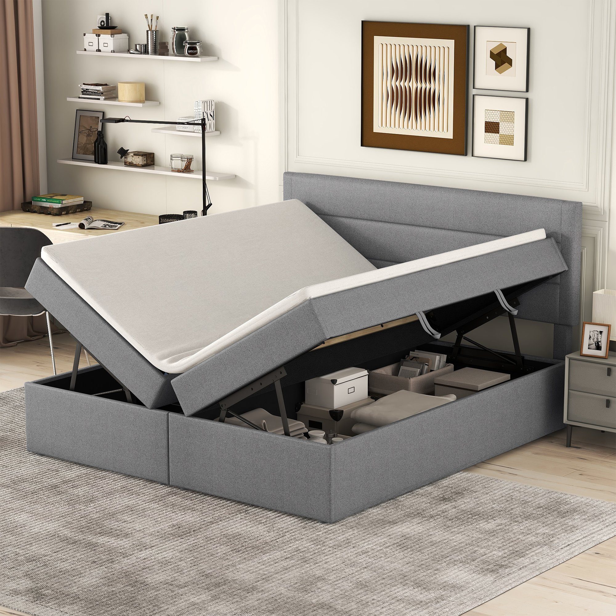 SOFTWEARY Polsterbett (Doppelbett mit Kopfteil, Lattenrost günstig online kaufen