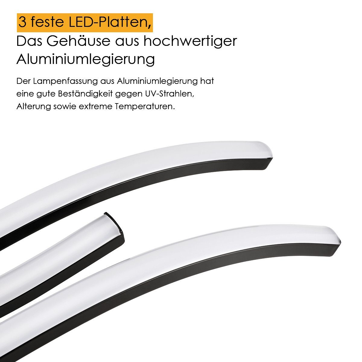 iscooter Deckenleuchte Modern Deckenlampe 3 3 4 -Flammig, 3000K-6500K / Curved / with 36W Deckenlampe Flammig, Design 3 Flammig Deckenlampe 4 Wohnzimmerlampe 48W