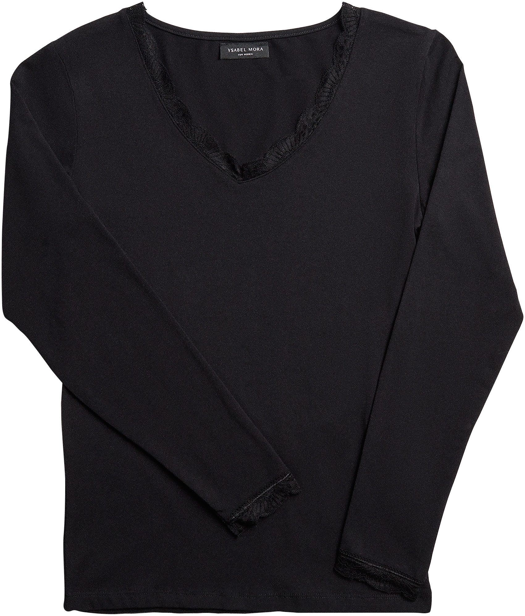 YSABEL MORA Langarmshirt BASIC COLLECTION COTTON WITH LACE (2er Pack) das perfekte Basic-Longsleeve für jeden Tag