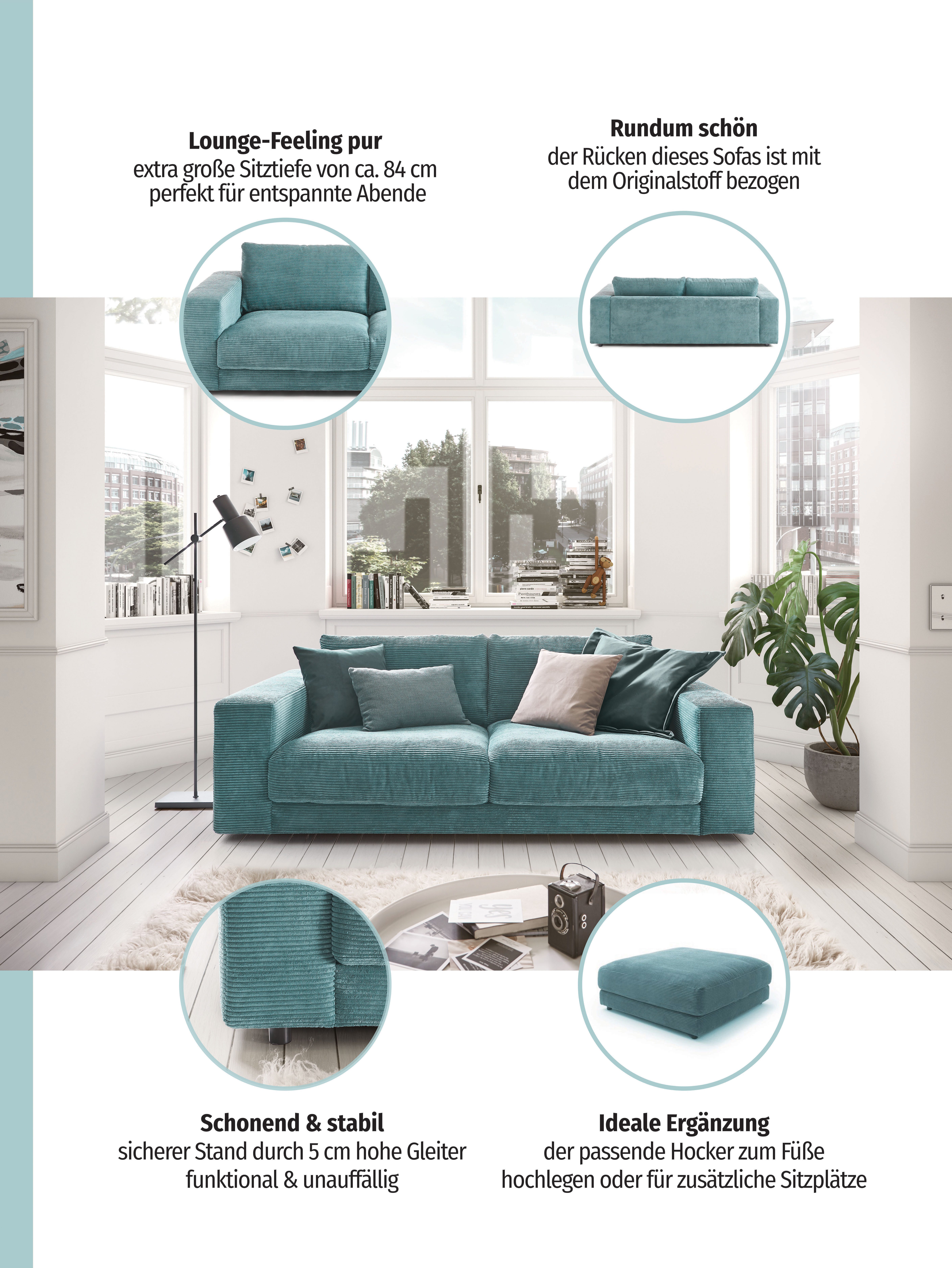 3C Candy 2-Sitzer Enisa softig und legeres Big-Sofa, bequem und komfortabel, Zeitloses und stylisches Loungemöbel, in Breitcord