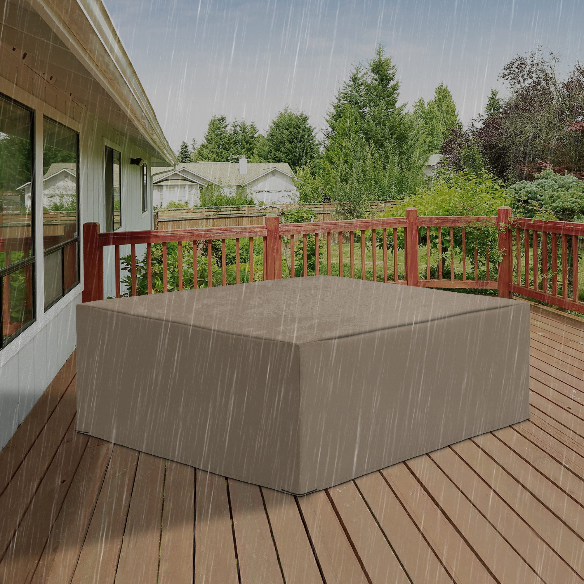 Outsunny Gartenmöbel-Schutzhülle Winterfest Wasserdicht (Abdeckung, 1-St., Abdeckplane), 275 x 205 x 90 cm Beige