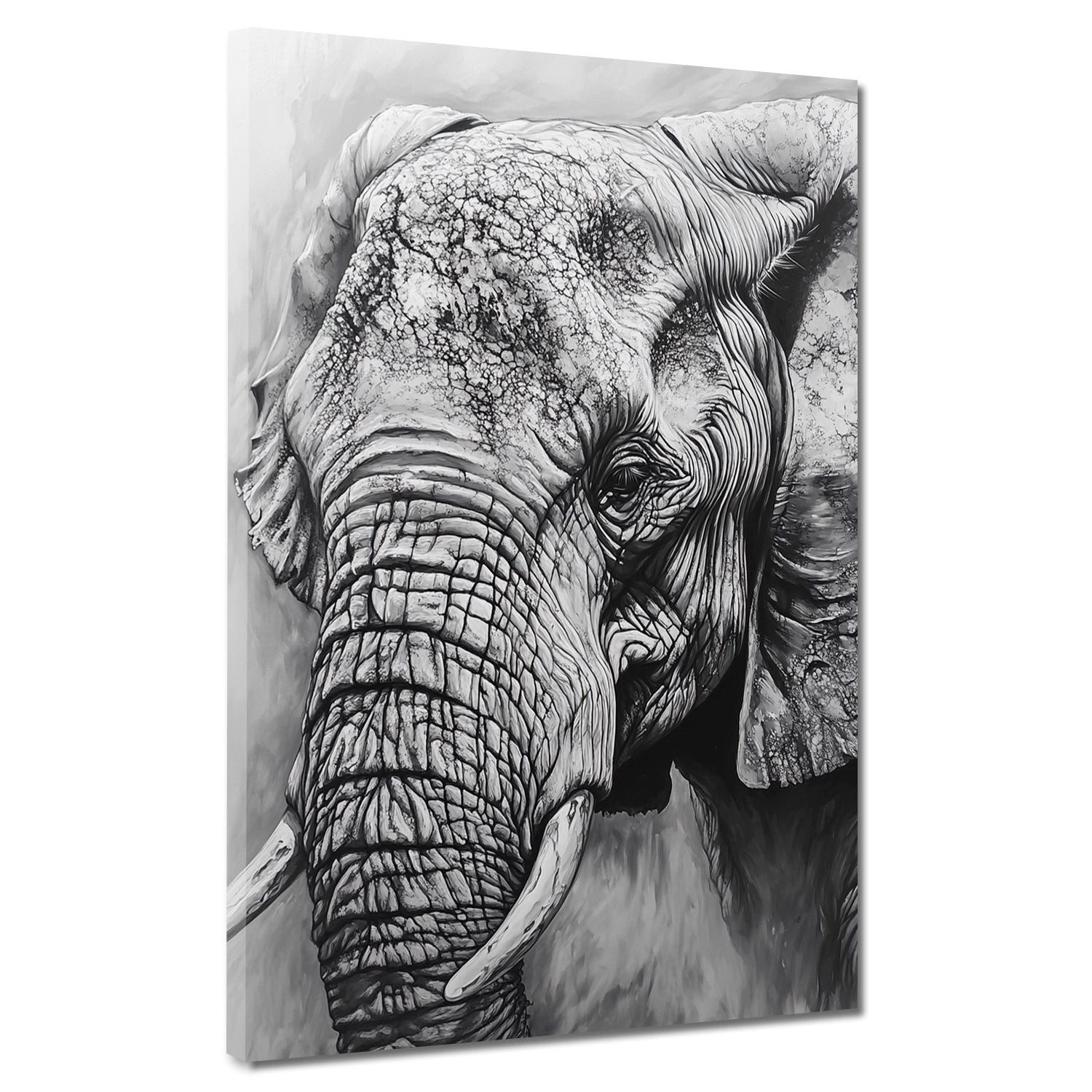 Artedinoi Leinwandbild Alter Elefant schwarz weiß Portrait Weisheit Leinwandbild Wandbild XL, Elefant in Schwarz-Weiß, Porträt