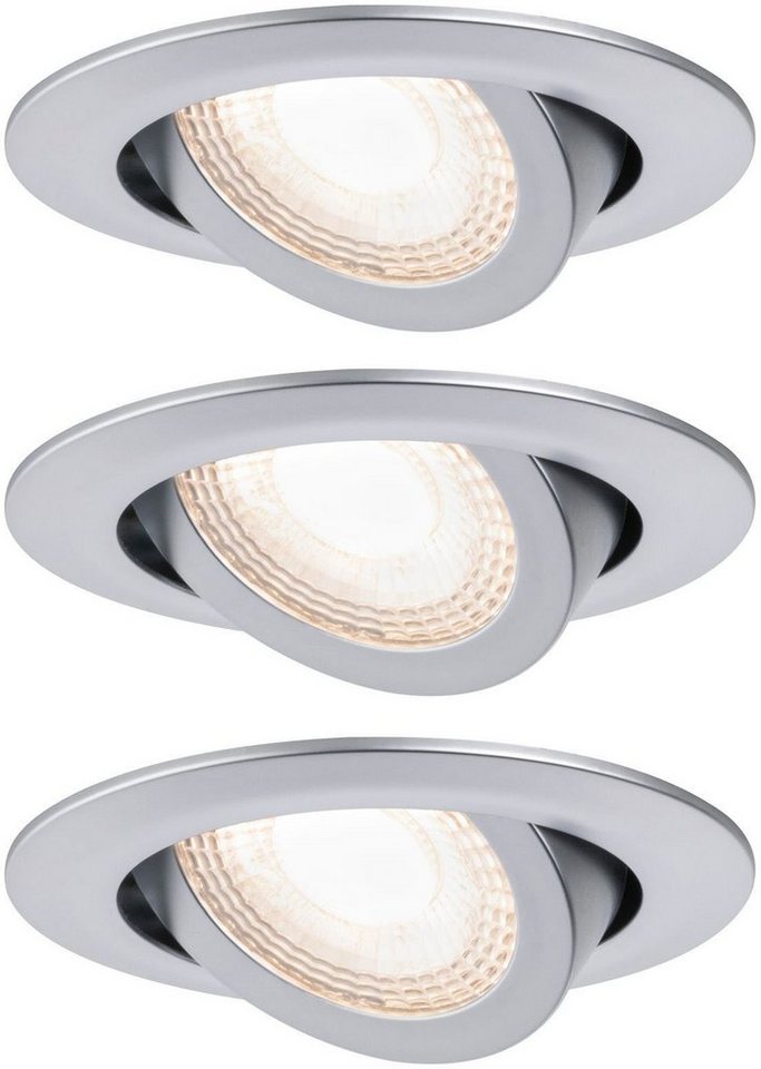 Paulmann LED Einbauleuchte, LED fest integriert, Warmweiß, LED-Modul,  3er-Set schwenkbar rund 3.000K 3x6W 230V Chrom matt, Einbaulampe mit  verstellbaren Spots: optimalen Ausleuchtung