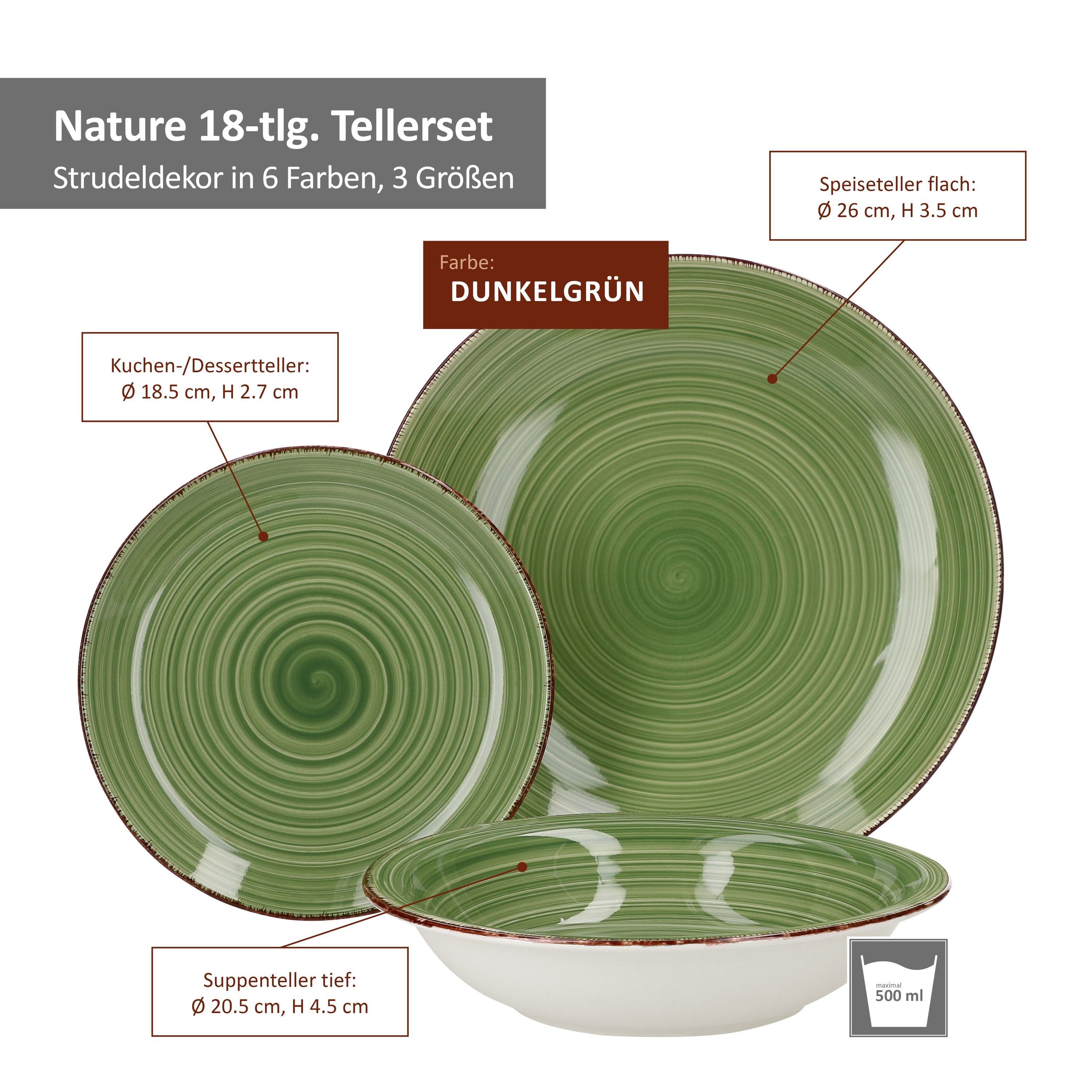 für 6 18-teiliges Personen MamboCat Teller-Set in Naturfarben Nature Tellerset