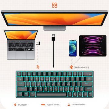 Tadow Mechanische Tastatur,Kabellose/Kabelgebundene Tastatur,Bluetooth Gaming-Tastatur (20 RGB-Lichteffekte)