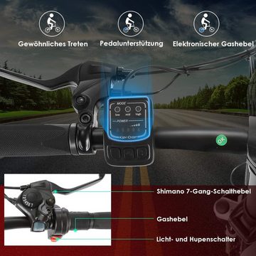 Myatu E-Bike 20 Zoll E-Bike faltbares ebike mit 36V 10.4AH, 6 Gang Shimano Shimano Schaltwerk, Kettenschaltung, 375,00 Wh Akku, mit 374Wh Lithium-Akku,Gabelfederung, Pedelec Elektrofahrrad