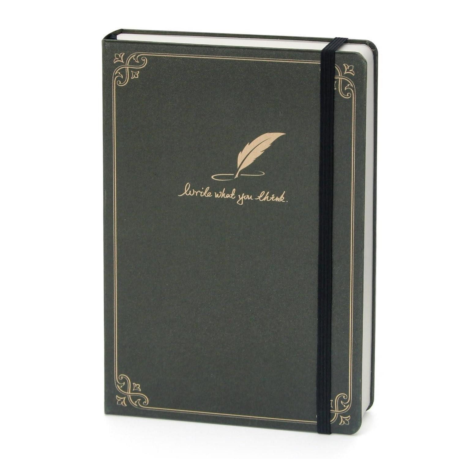 LuxusKollektion Notizbuch Notizbuch A5 Liniert Stoffbezug Golddruck Vintage