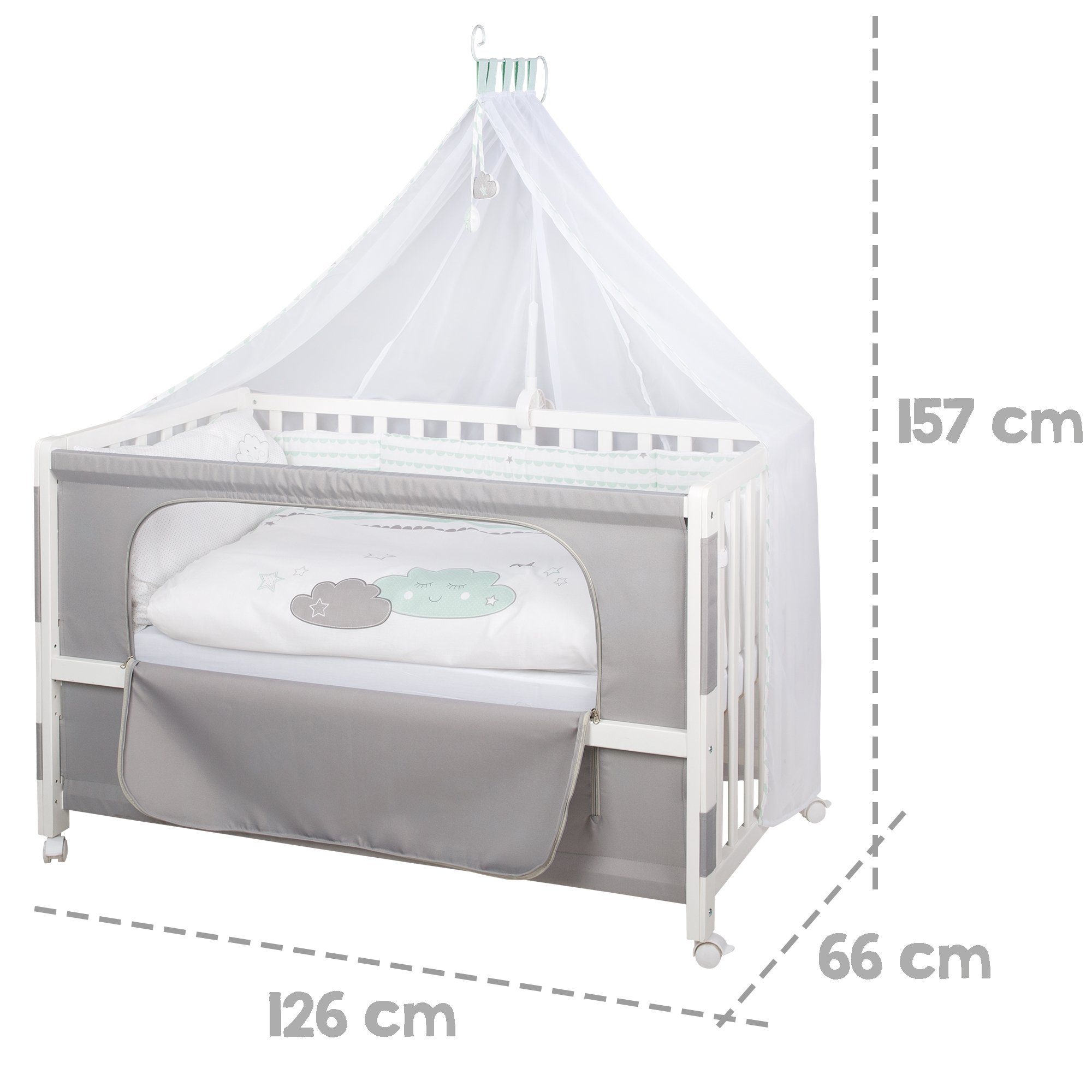 roba® Beistellbett Room Bed, Beistellbett zum Elternbett, komplette Ausstattung