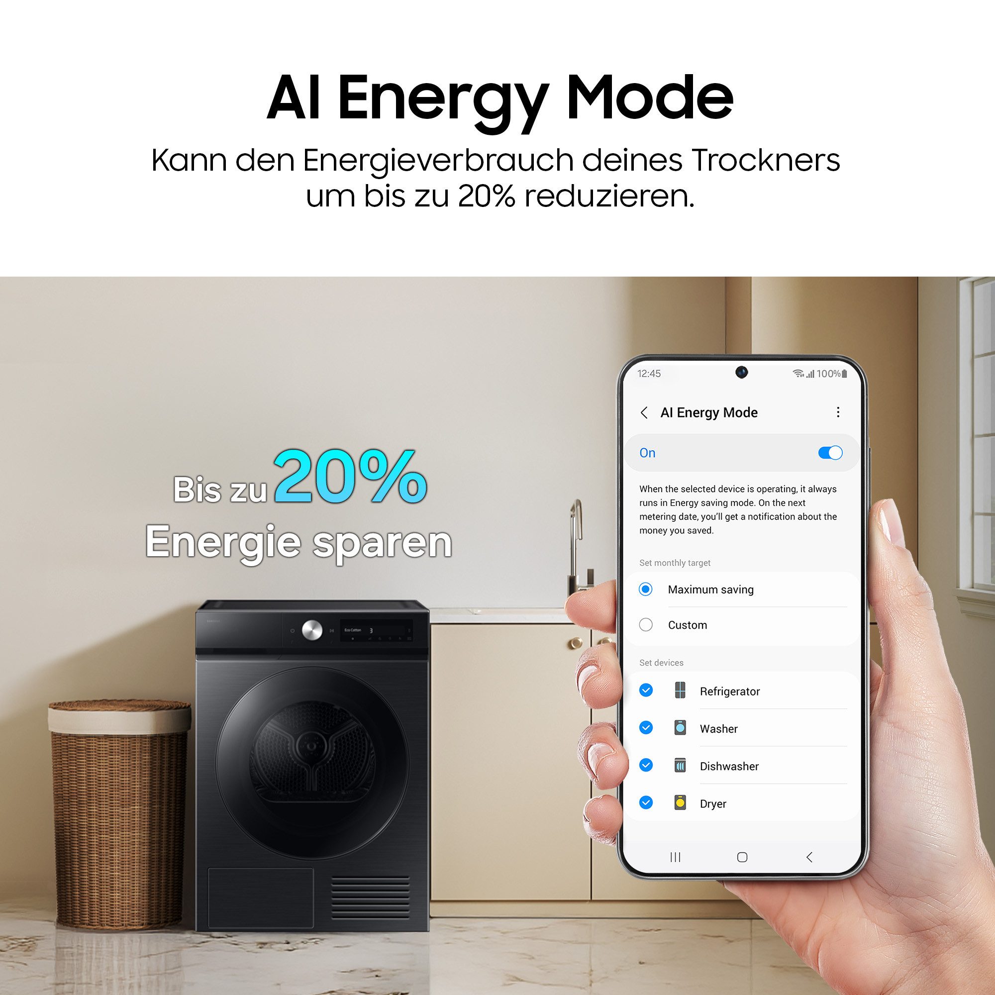 Samsung Wärmepumpentrockner DV8400D DV90DB8845GBU2, QuickDriveᵀᴹ Option ‑ Spart bis zu 35 % Zeit – Bild 4 von 5