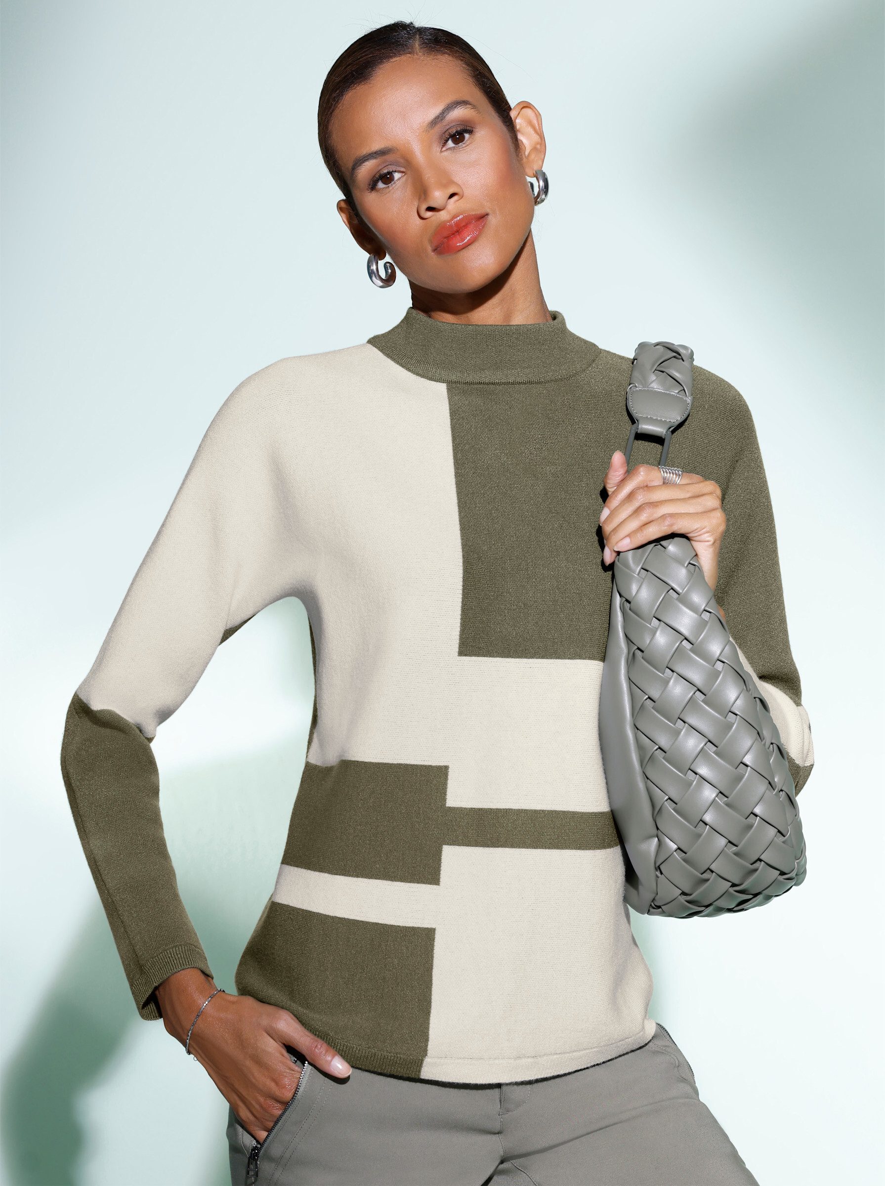 creation L Strickpullover Jacquard-Pullover Langarm Jacquard