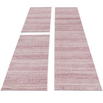 Teppich Unicolor - Einfarbig, Teppium, Rechteckig, Höhe: 6 mm, Schlafzimmer Teppich Bettumrandung Läufer Set 3 teilig Rosa-1