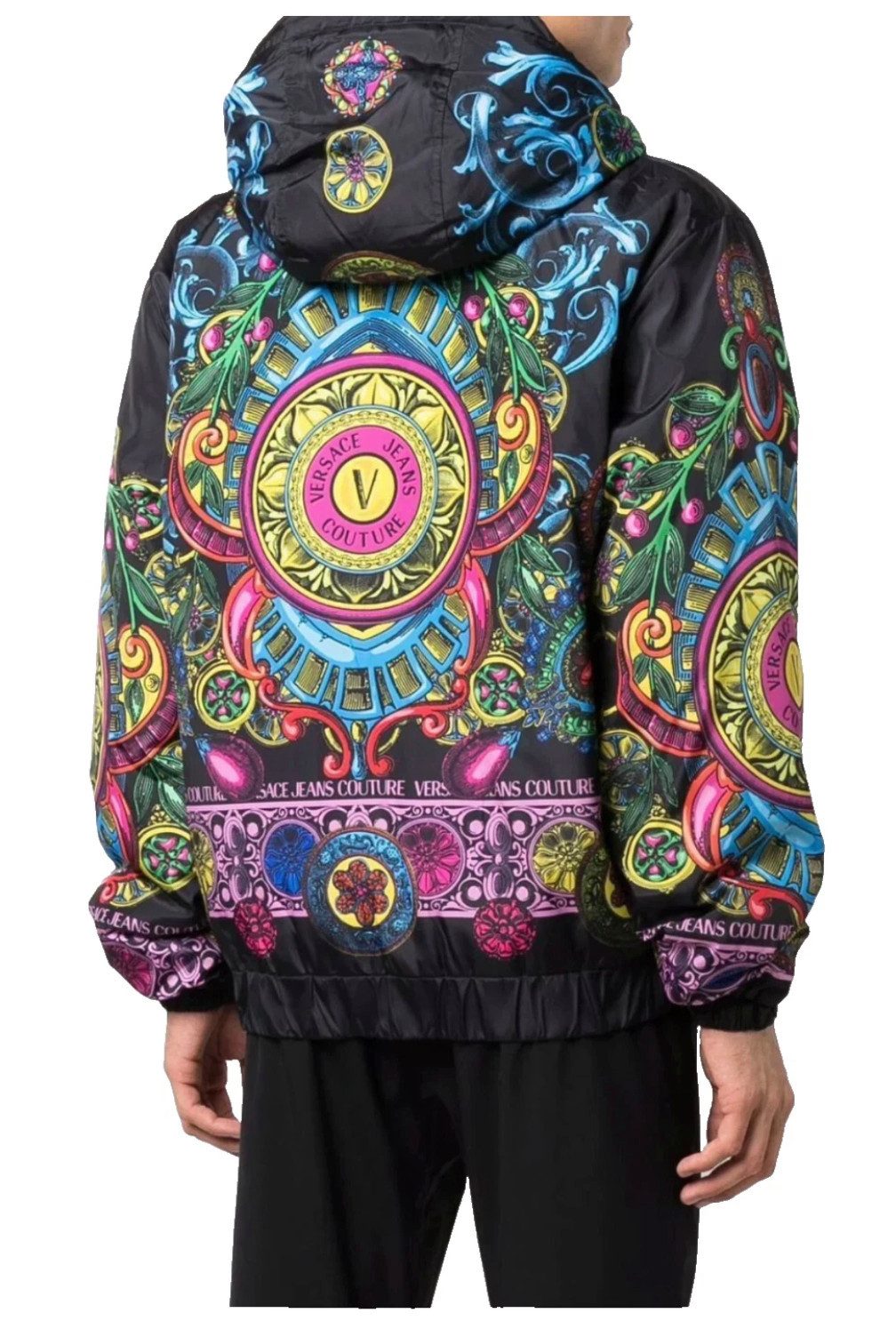 Versace Kurzjacke Regalia Baroque Jacke Bomber Blouson mit Kapuze Loose Fit Regalia- und Baroque-Allover-Design in Multicolor – Bild 5 von 5