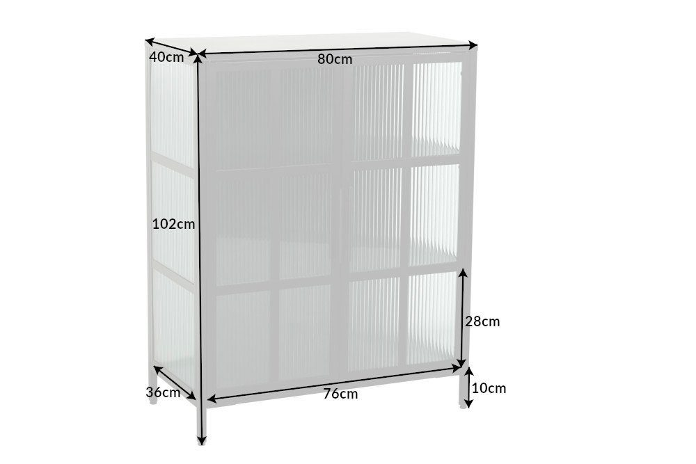 transparent Industrial Schrank schwarz 1-St) · 80cm Vitrine · (Einzelartikel, DURA Design · Metall Glas · riess-ambiente STEEL Wohnzimmer /