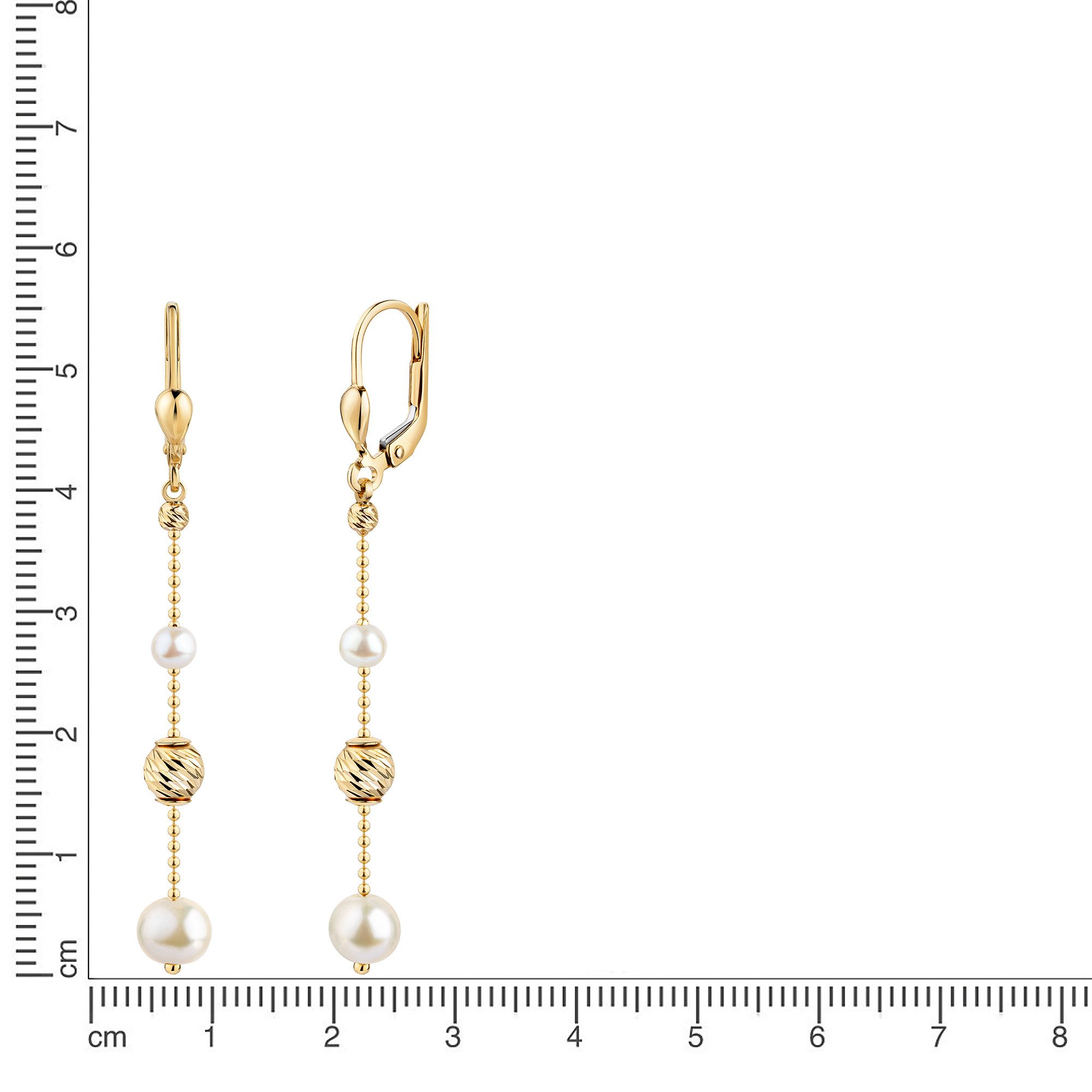 Fascination by Ellen K. Paar Ohrhänger 585/- Gelbgold glanz Kugeln und Perl günstig online kaufen