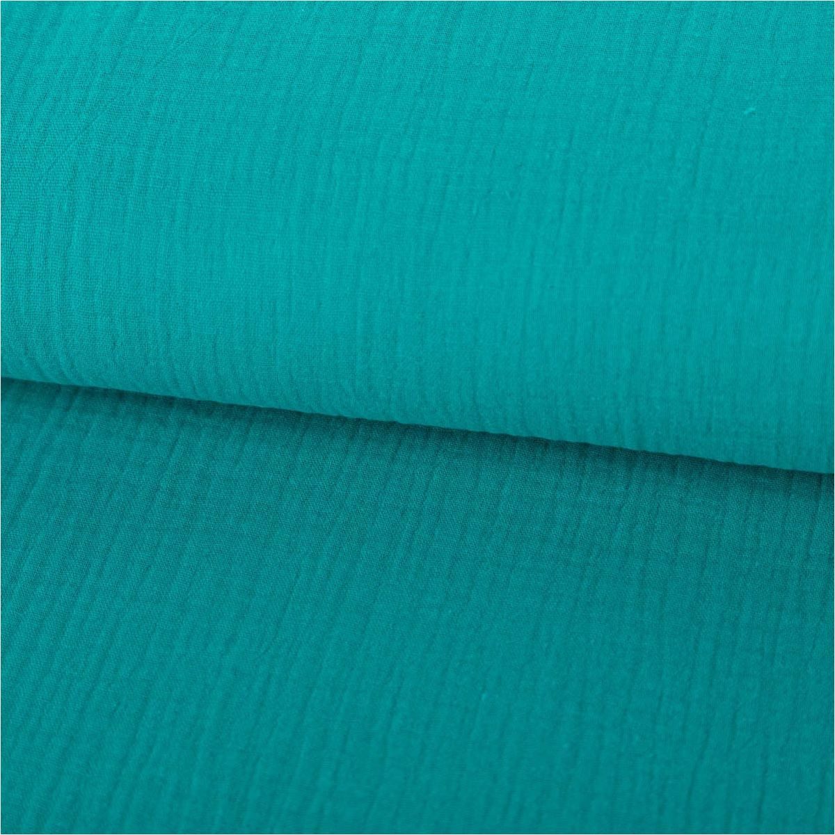 Stoff Musselin Stoff Double Gauze einfarbig petrol 1,35m Breite