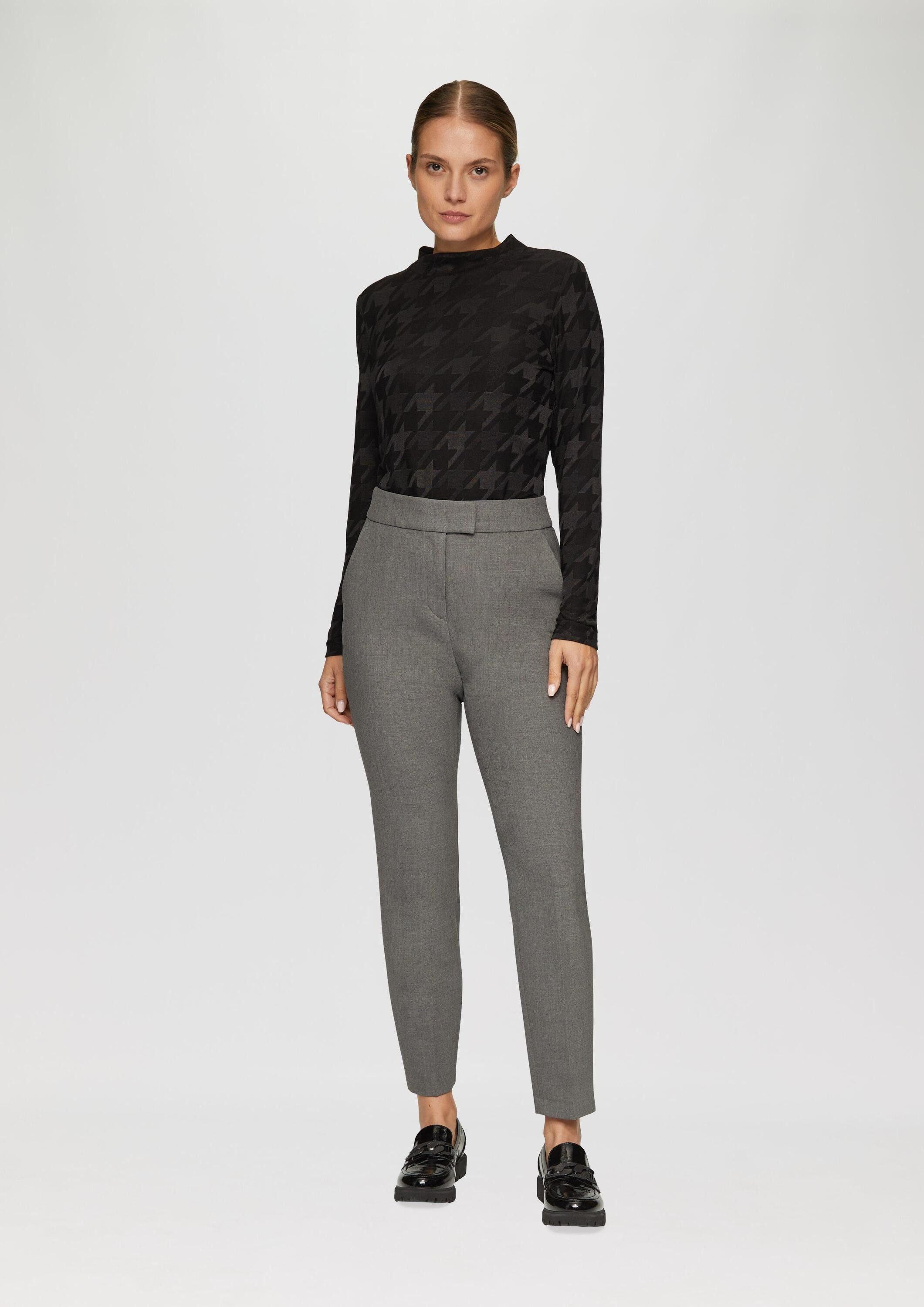 s.Oliver Langarmshirt T-Shirt T-Shirt mit Hahnentrittmuster günstig online kaufen