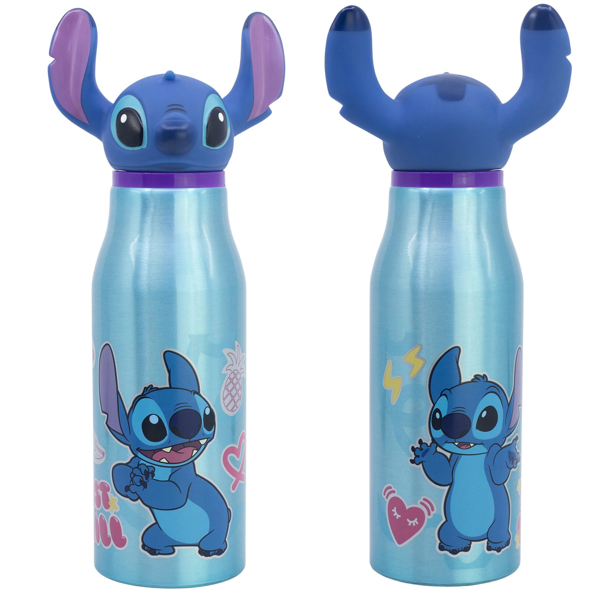 Disney Trinkflasche Disney Stitch 3D Kopf Aluminium Wasserflasche Flasche 690 ml
