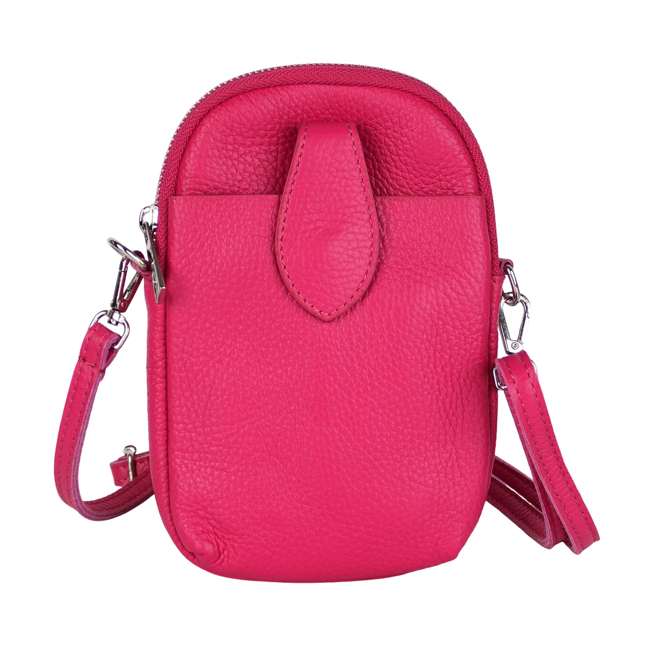 MIRROSI Handytasche Damen Kleine Umhängetasche aus Echtleder Made in Itlay (ca. 14x21x3cm), Mini Handytasche zum Umhängen, Handy Tasche