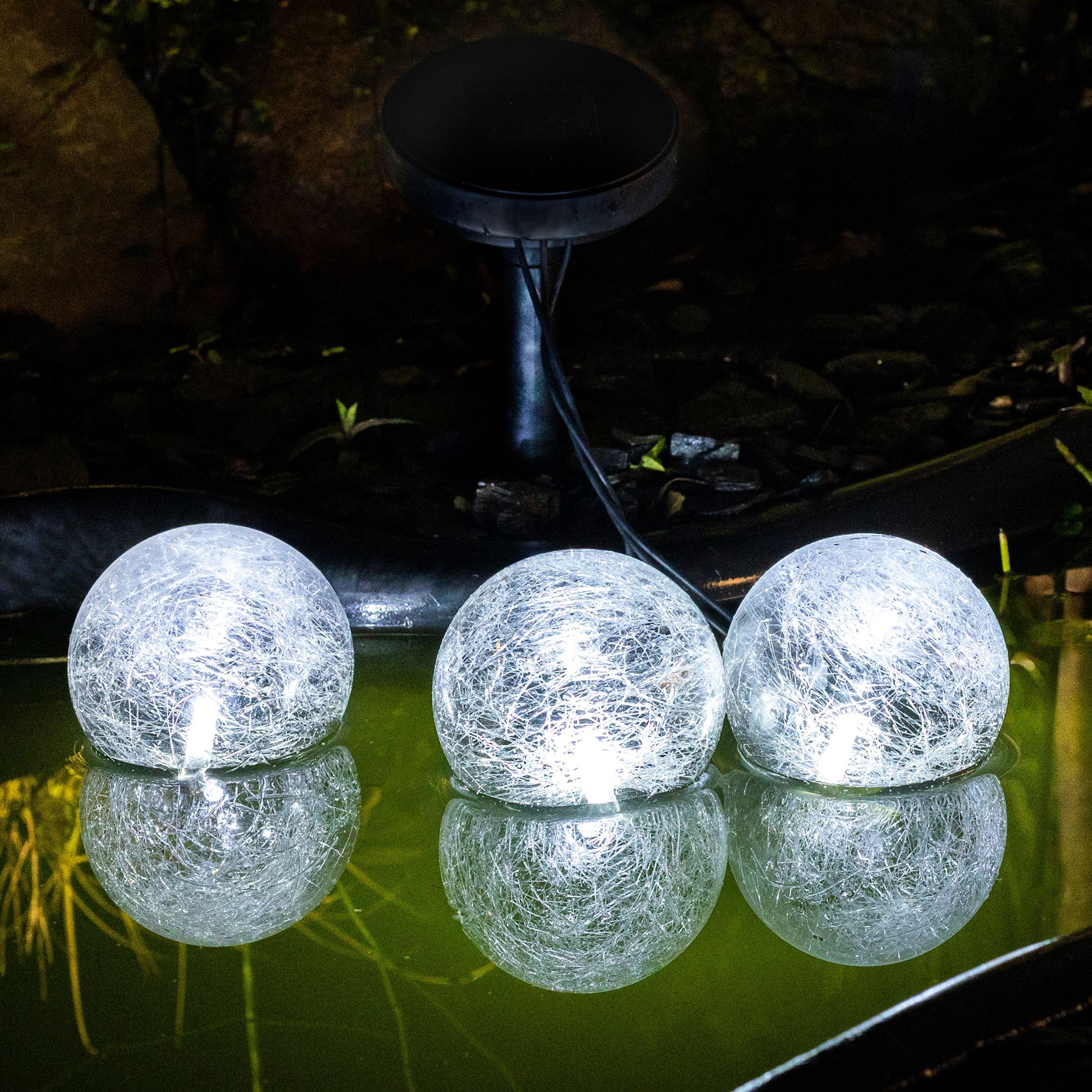 3er Teichlampe Teichkugel Teichleuchte LED Set Solar Schwimmlicht Gravidus Gartenteich