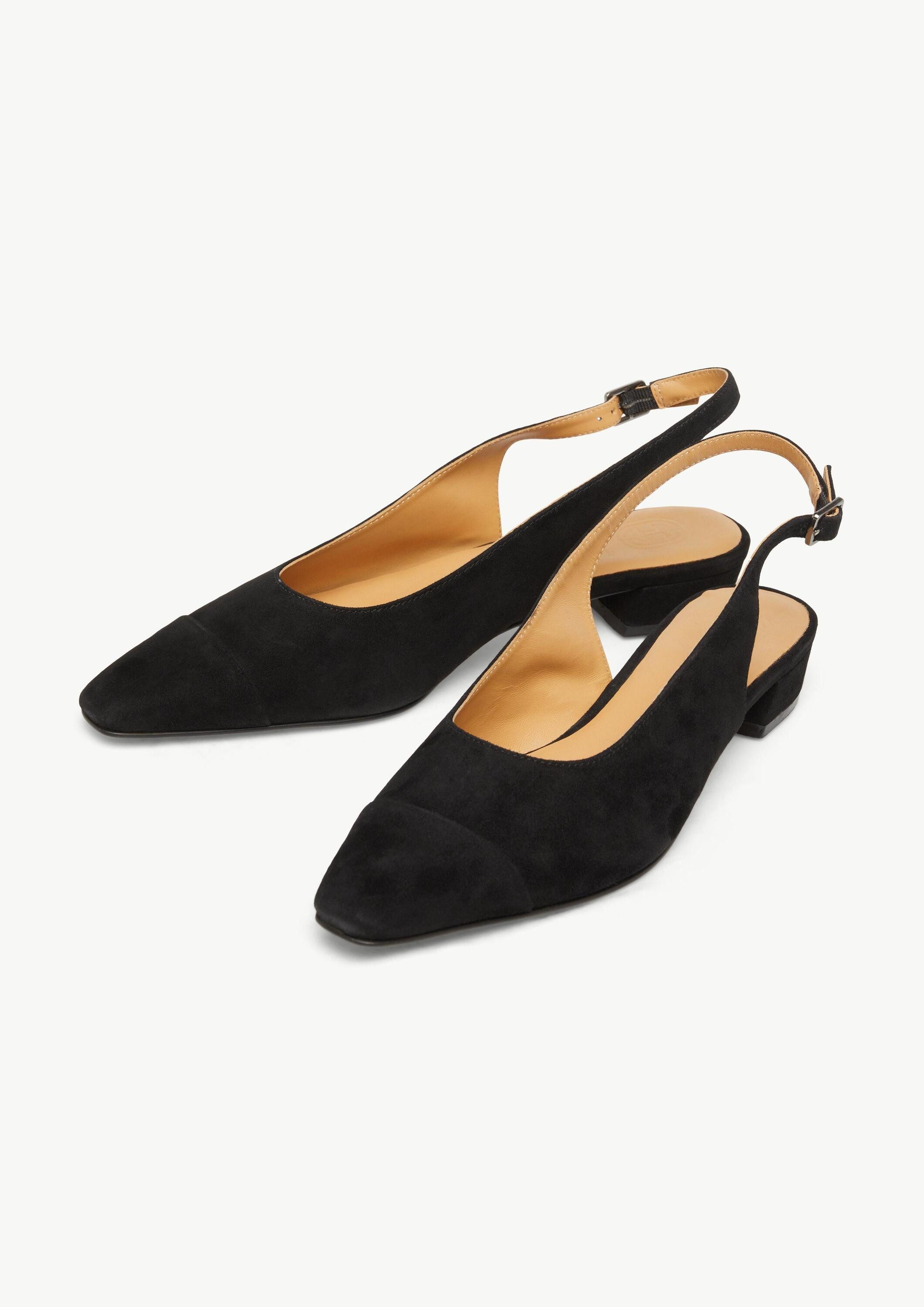 comma Pantoletten Sandale Slingback-Ballerinas aus Veloursleder