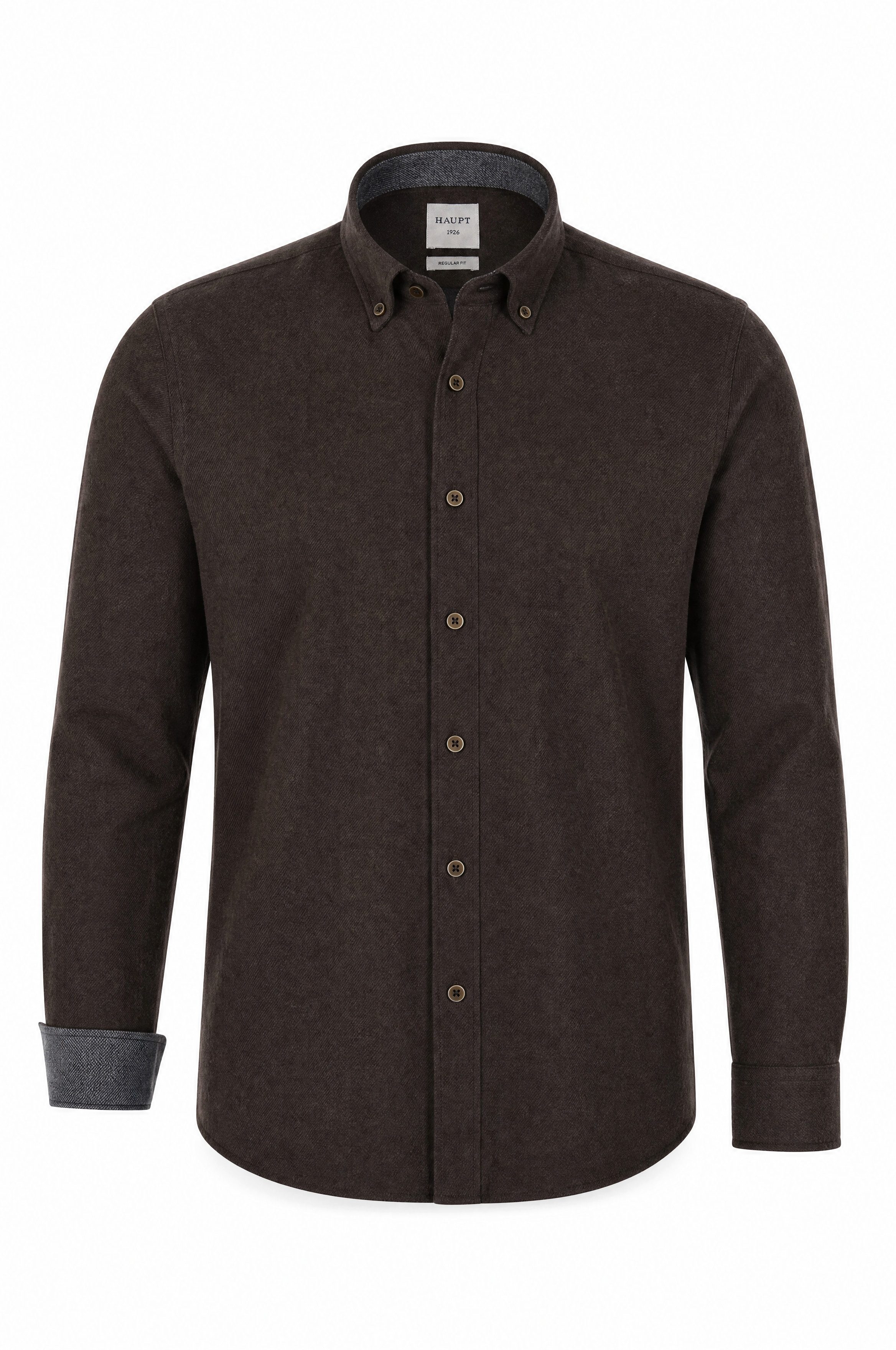 Haupt Langarmhemd Flanell Herrenhemd Regular Fit modern ideal Frühling Braun