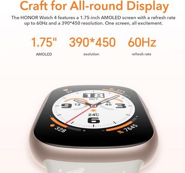 Honor Damen & Herren Smartwatch (1,75 Zoll), mit Herzfrequenzmonitor Schlafmonitor Sauerstoffgehalt, Sportuhr