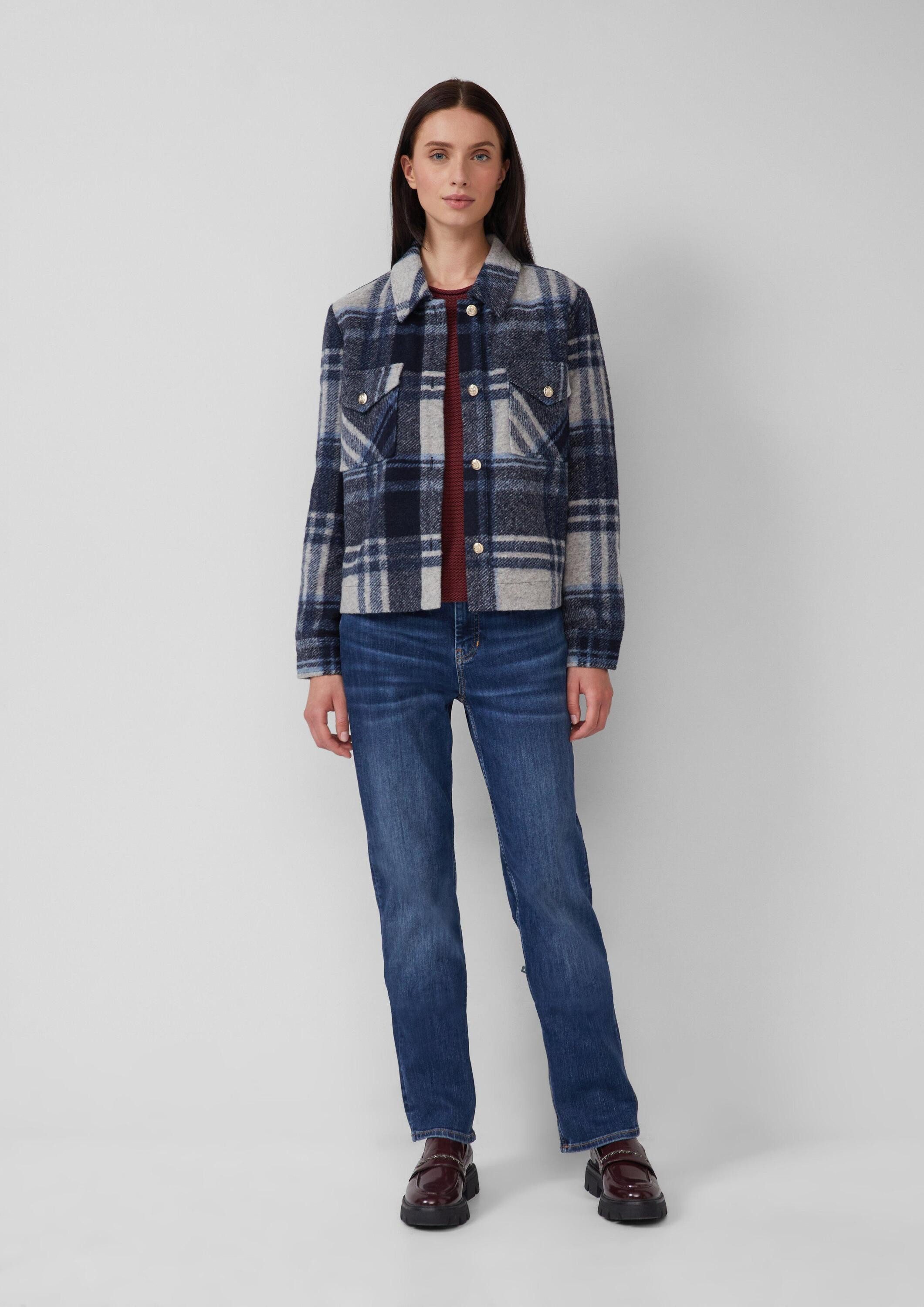 s.Oliver Hemdjacke Indoor-Jacke Leichte Wollmix-Jacke mit aufgesetzten Taschen