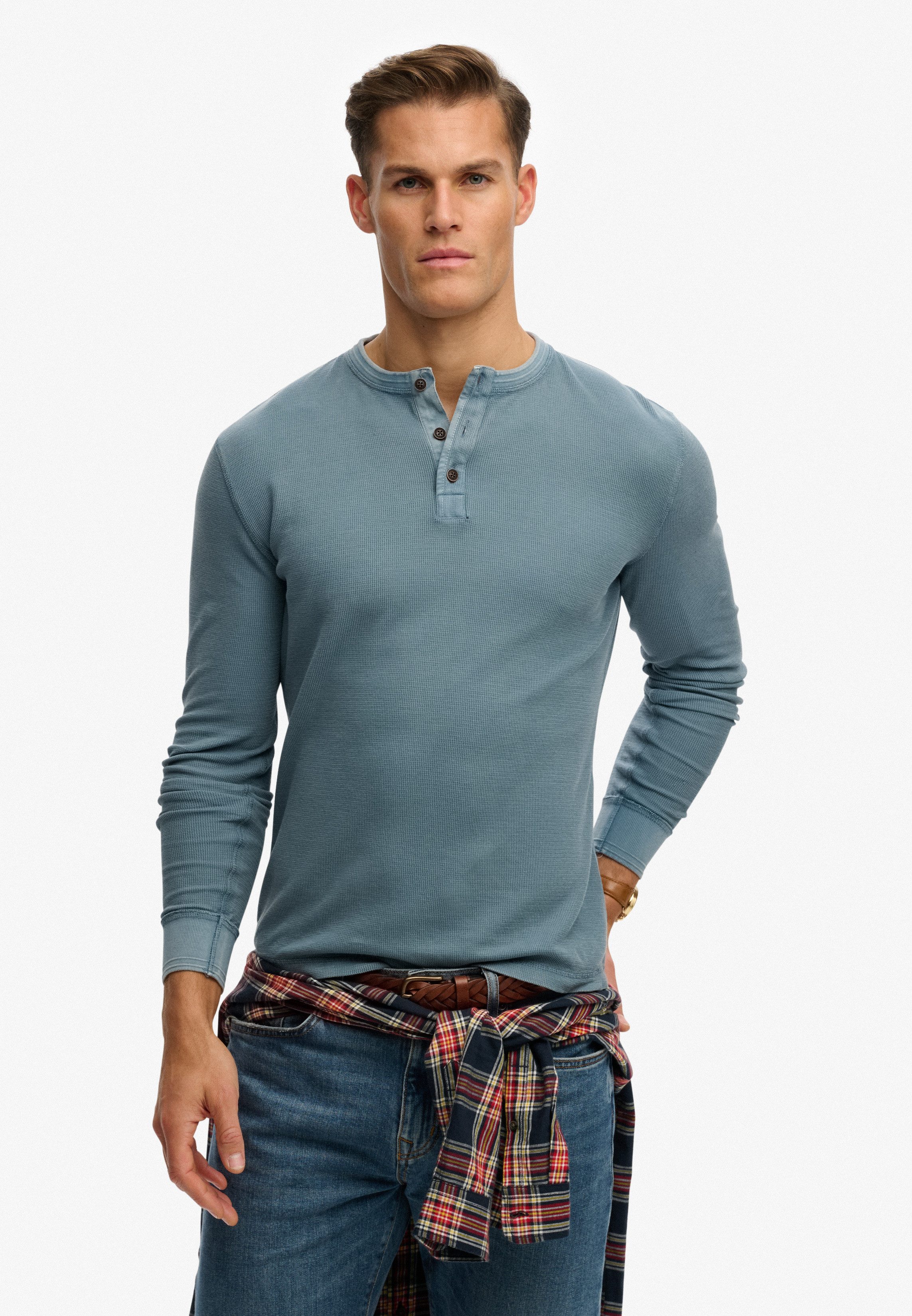 Superdry Langarmshirt LW TEXTURED GRANDAD TOP