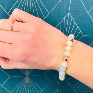 Alster Herz Armband Perlenarmband Yoga Armband Naturstein, unisex, J0369 (1-tlg), elastisches reißfestes Band
