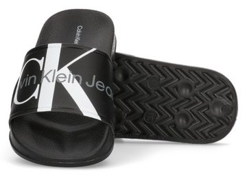 Calvin Klein Jeans LOGO POOL SLIDE Badepantolette, Sommerschuh, Schlappen, Badeschuh, Poolslides mit großem Logodruck