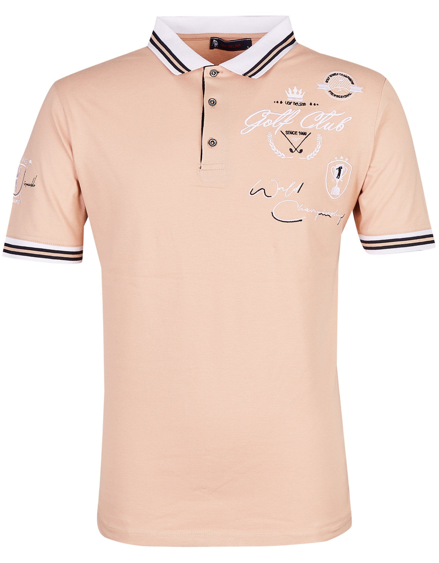 Leif Nelson T-Shirt T-Shirt Polo beige LN-55600 Herren