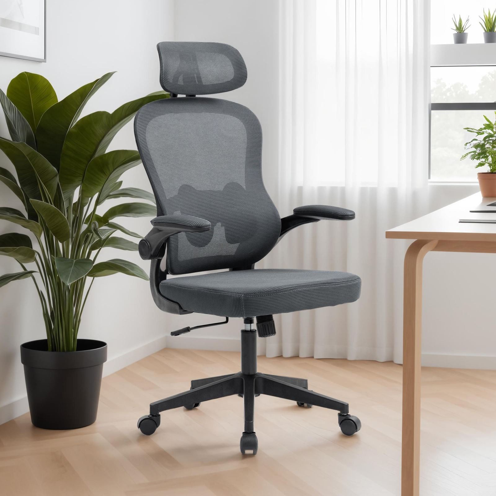 IDIMEX Drehstuhl JOBURG, Ergonomischer Netzrücken mit Lendenstütze – grau günstig online kaufen