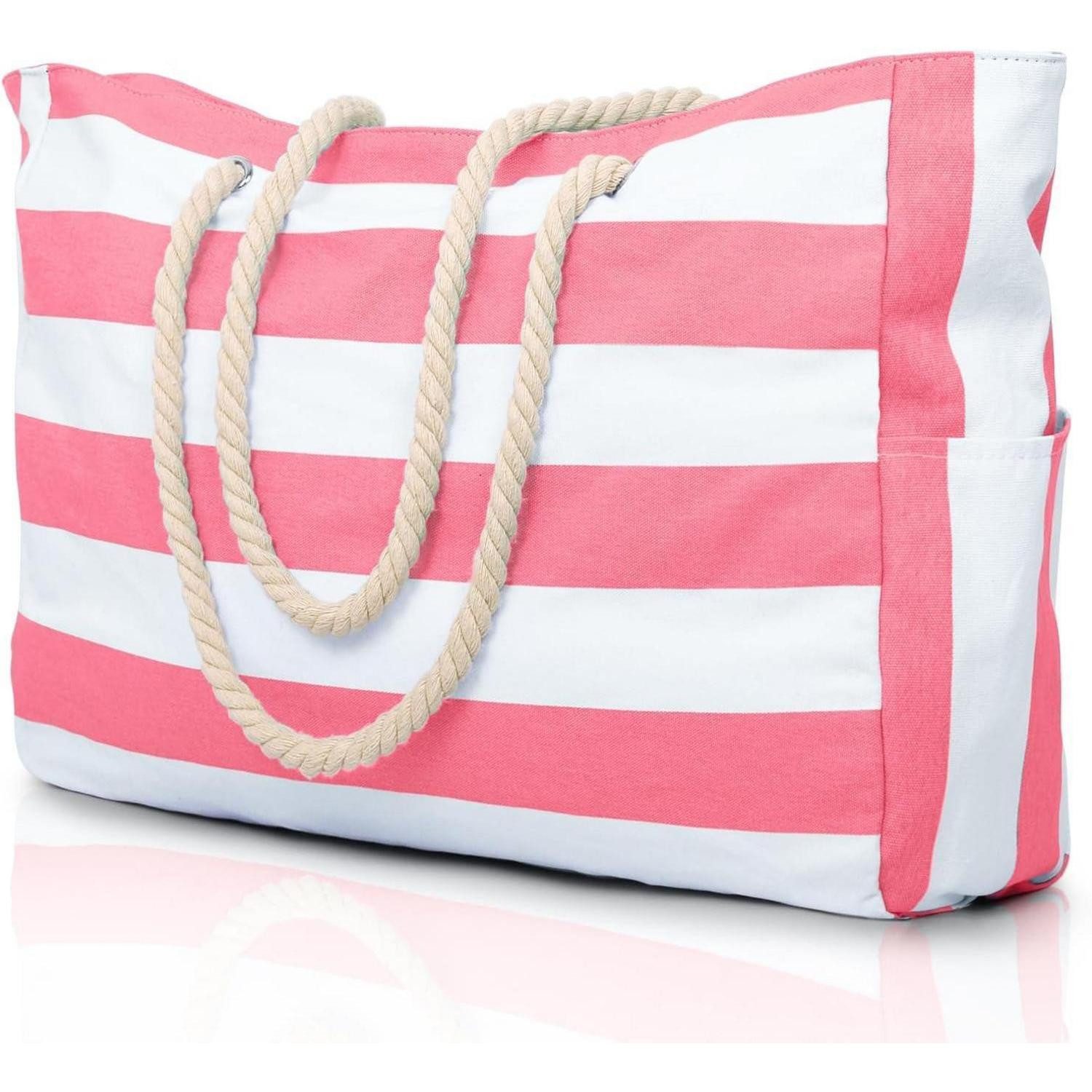 LuxusKollektion Strandtasche Streifen Strandtasche Damen Groß Wasserdicht mit Reißverschluss